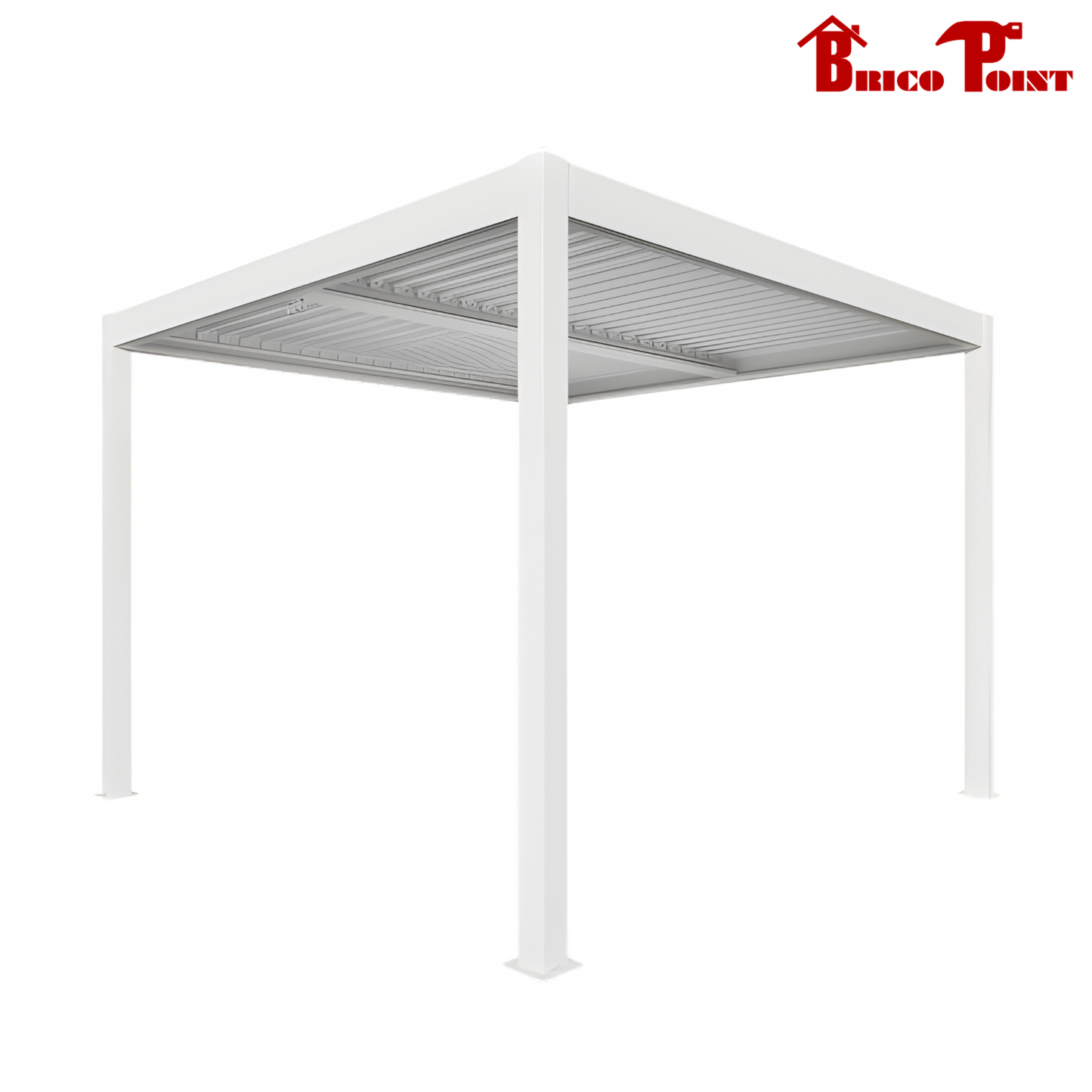 VerdeLook Pergola Bianca Bioclimatica Atena 100 3 x 3 m x 2,5 h Alluminio Lamelle Orientabili