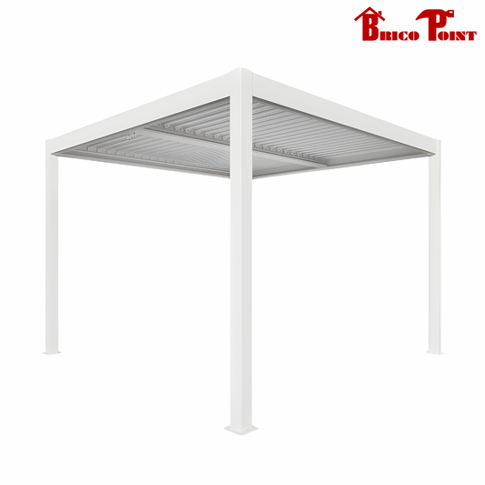 VerdeLook Pergola Bianca Bioclimatica Atena 100 3 x 3 m x 2,5 h Alluminio Lamelle Orientabili