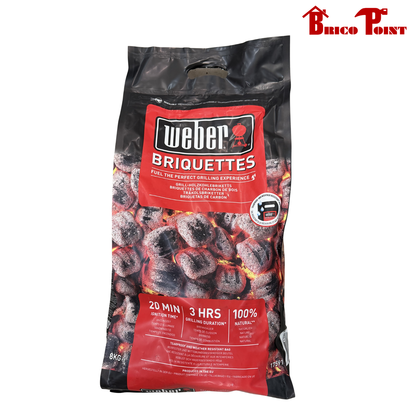 Weber Bricchetti di Carbone per Barbecue 8 kg
